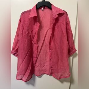 Vibrant Pink Button-Up Shirt